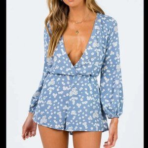 NWT Princess Polly Deauville Playsuit Blue Playsuit Romper